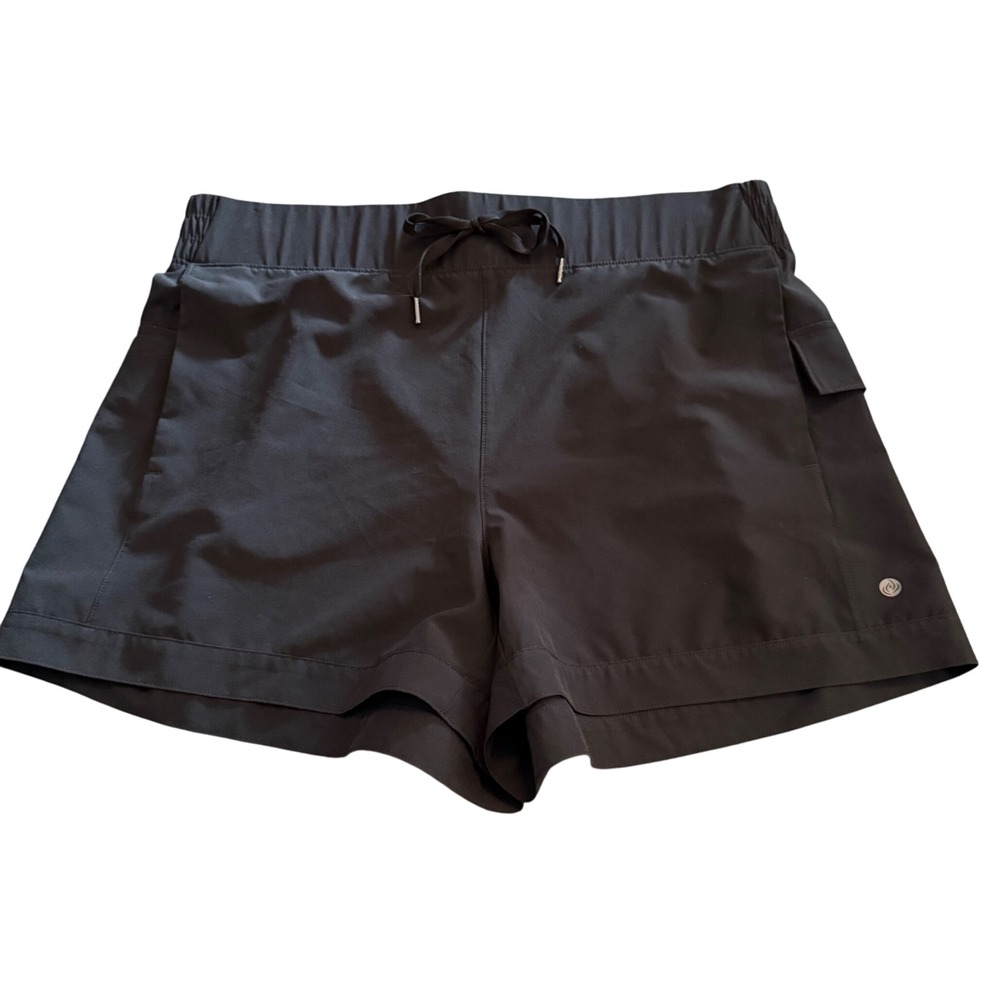 APANA Black Athletic Cargo‎ Shorts Women XL Drawstring Pockets Activewear
